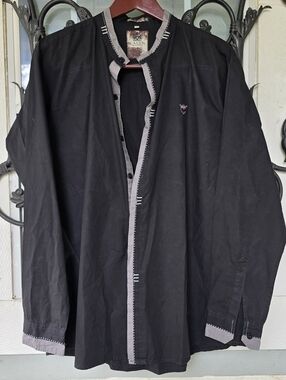 Men's Streetwear Mandarin Collar Slim Fit Versatile Capsule 100% Cotton Shirt XL